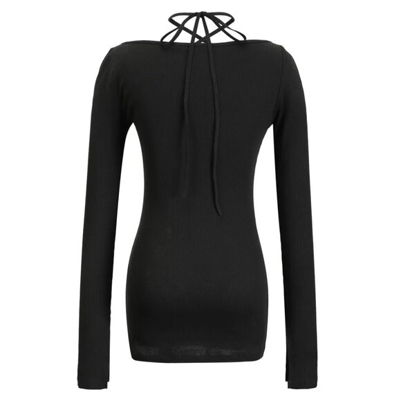 Danz New York FIR Hook & Eye Long Sleeve Top with Front Tie Slit Long Sleeves 38 - Picture 5 of 16